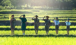 Girl and Boy Scouts in Rural Thailand